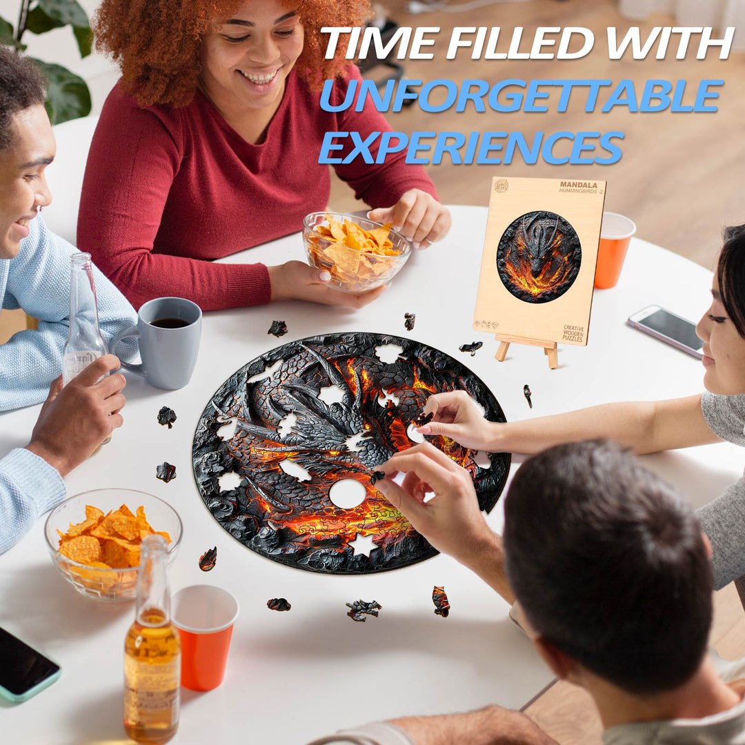 Flame Wall Dragon Wooden Jigsaw Puzzle