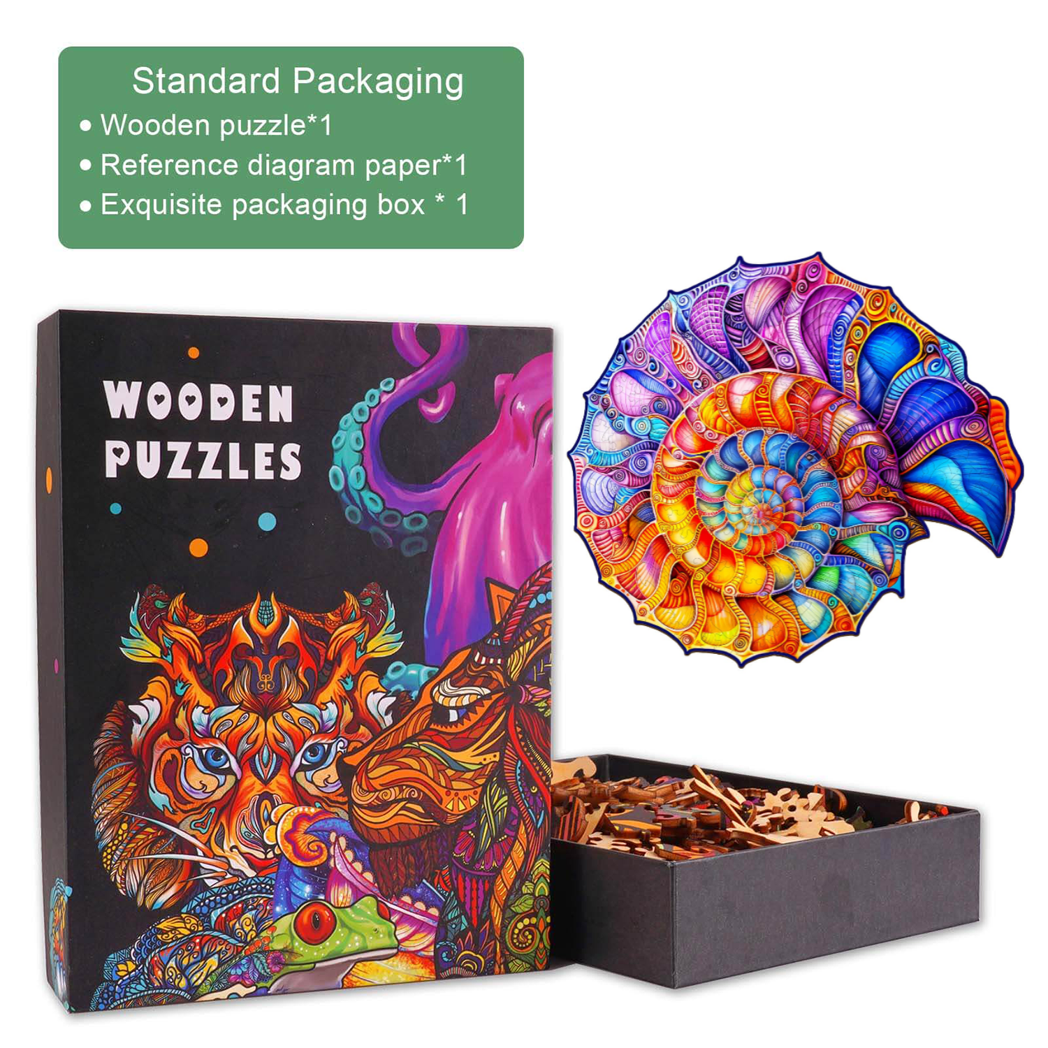 Puzzle en bois Nautilus coloré