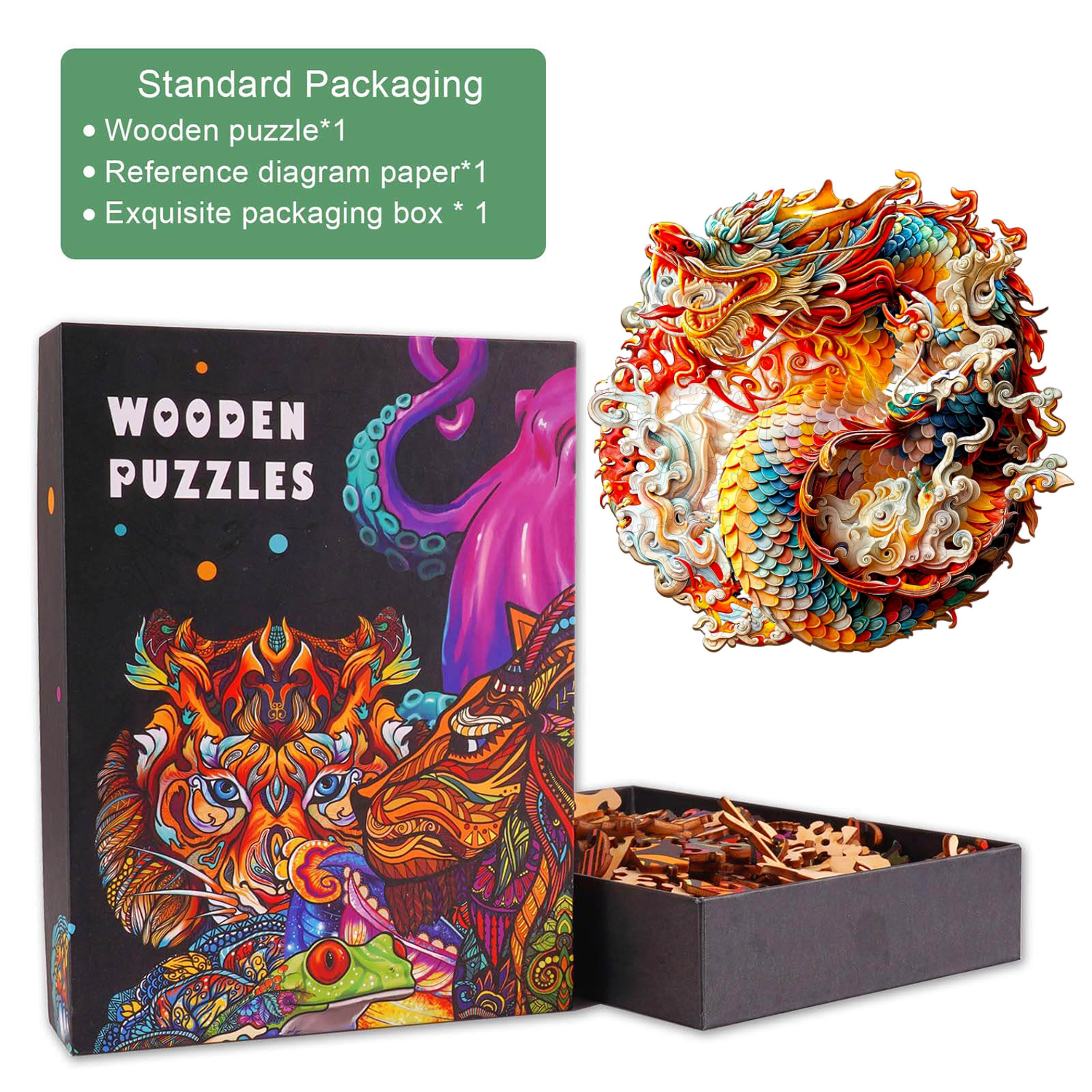 Puzzle en bois 3D Dragon Chinois-1