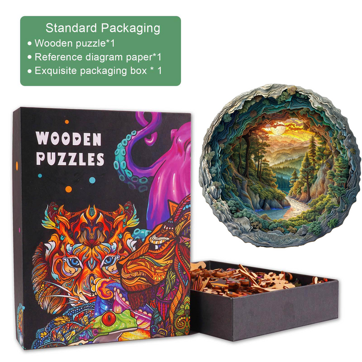 3D cave forest Wooden Jigsaw Puzzle