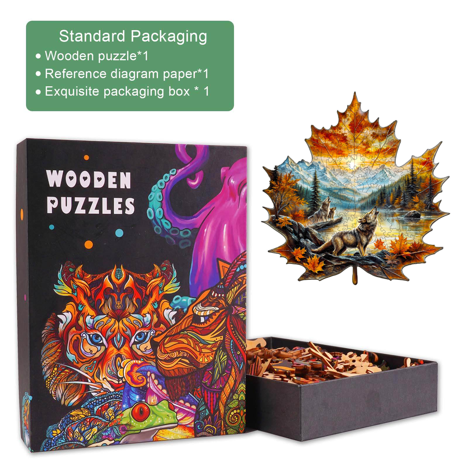 Puzzle en bois automnal Wolf King