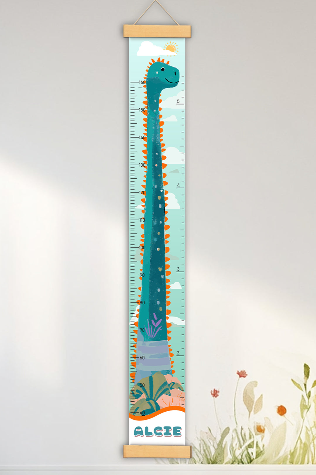 Personalized Dinosaur Growth Hanging Canvas Height Ruler – Woodbests