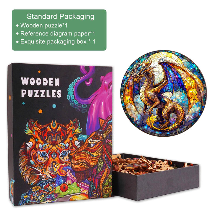 Stained Glass Dragon-2 Wooden Jigsaw Puzzle
