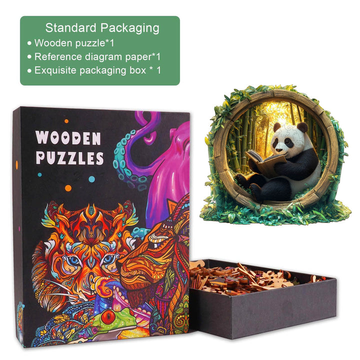 3D Bambuswald Gelehrter Panda Holzpuzzle