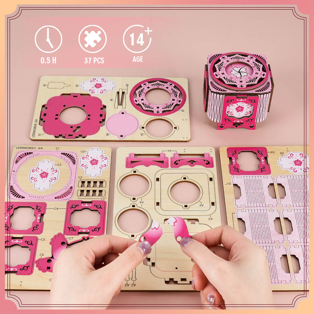 Cherry Blossom Pink – 3D Music Ring Box