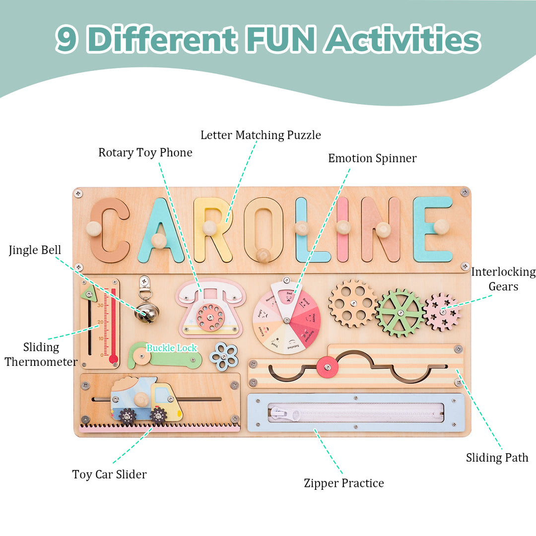 Personalised Montessori Busy Board with Name Puzzle