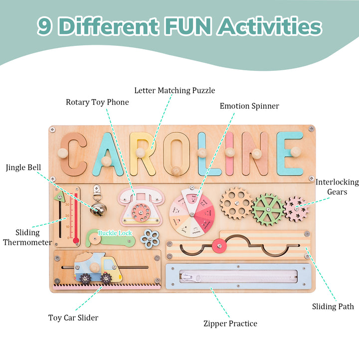 Personalised Montessori Busy Board with Name Puzzle