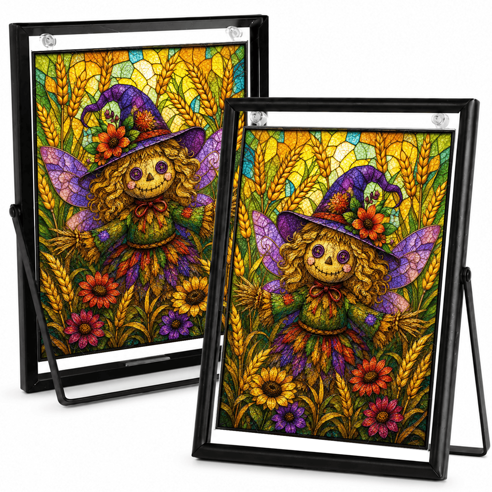 Acrylic Puzzle Art – Whimsical Scarecrow Sunflower Halloween
