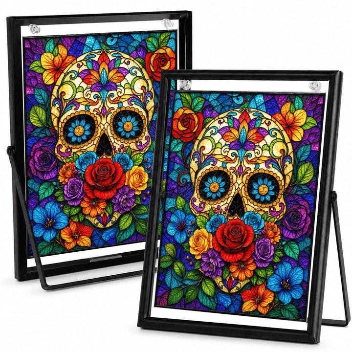 Acrylic Puzzle Art Piece – Colorful Sugar Skull & Floral