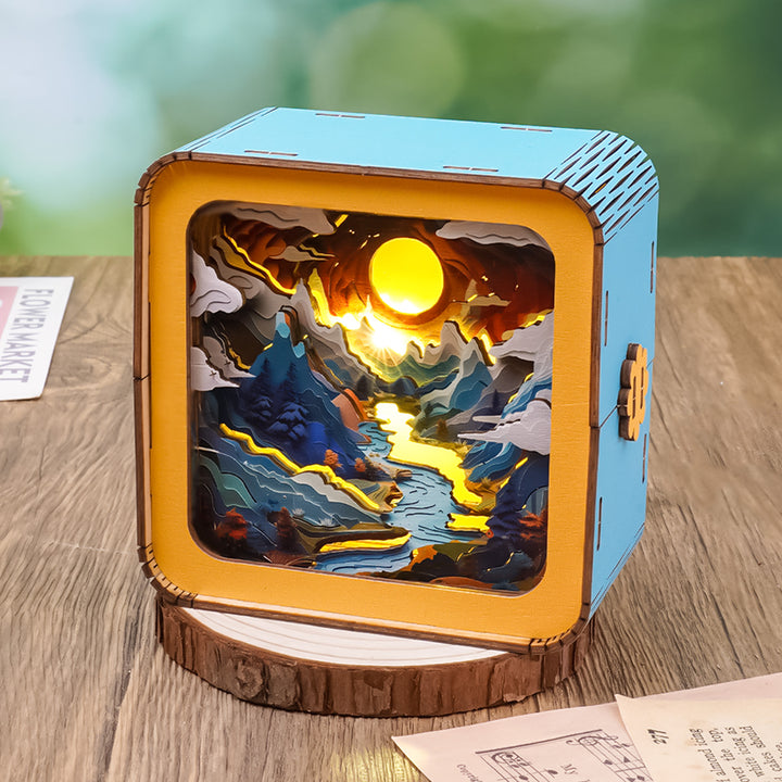 UV Moonlit Mountain Kit, 3D Wooden Puzzle Night Light