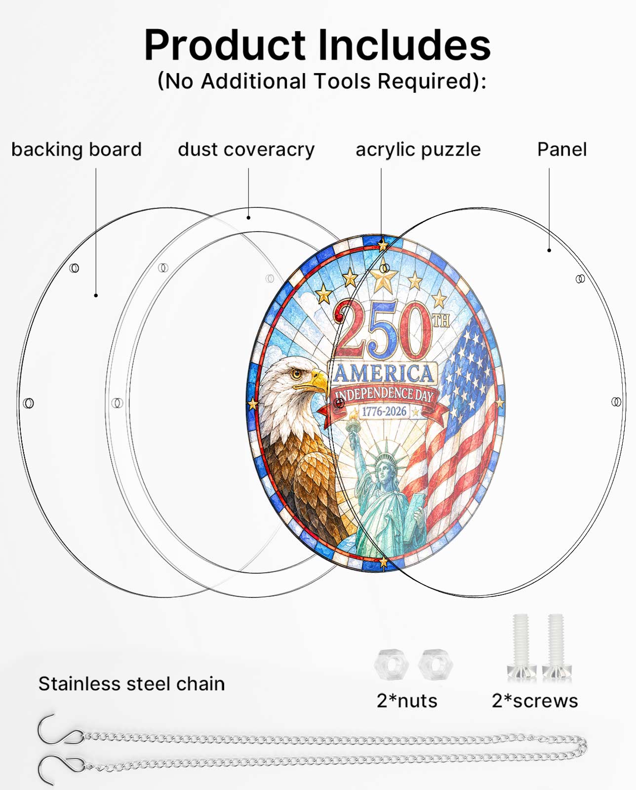 Acryl-Puzzle-Sonnenfänger – Amerikanisches Zweihundertjähriges Jubiläum