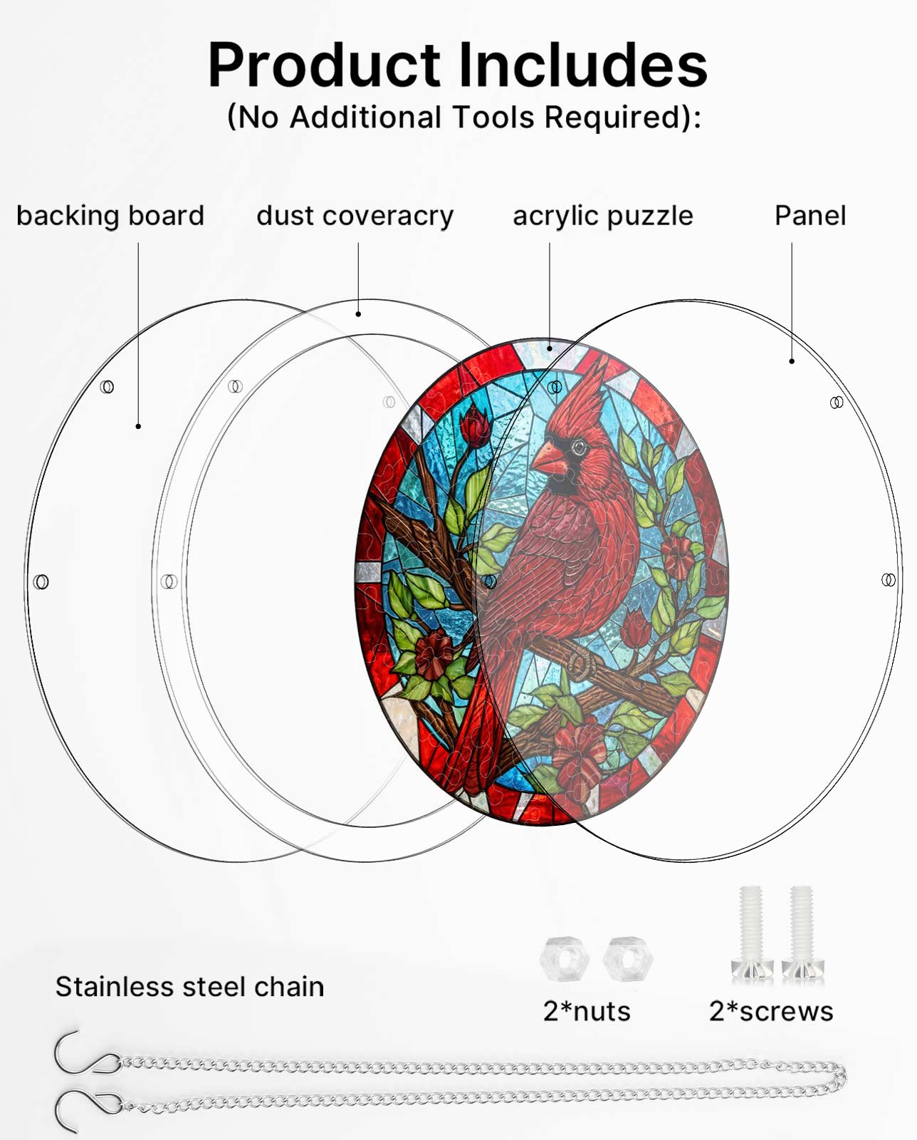 Attrape-soleil puzzle en acrylique - Cardinal discret