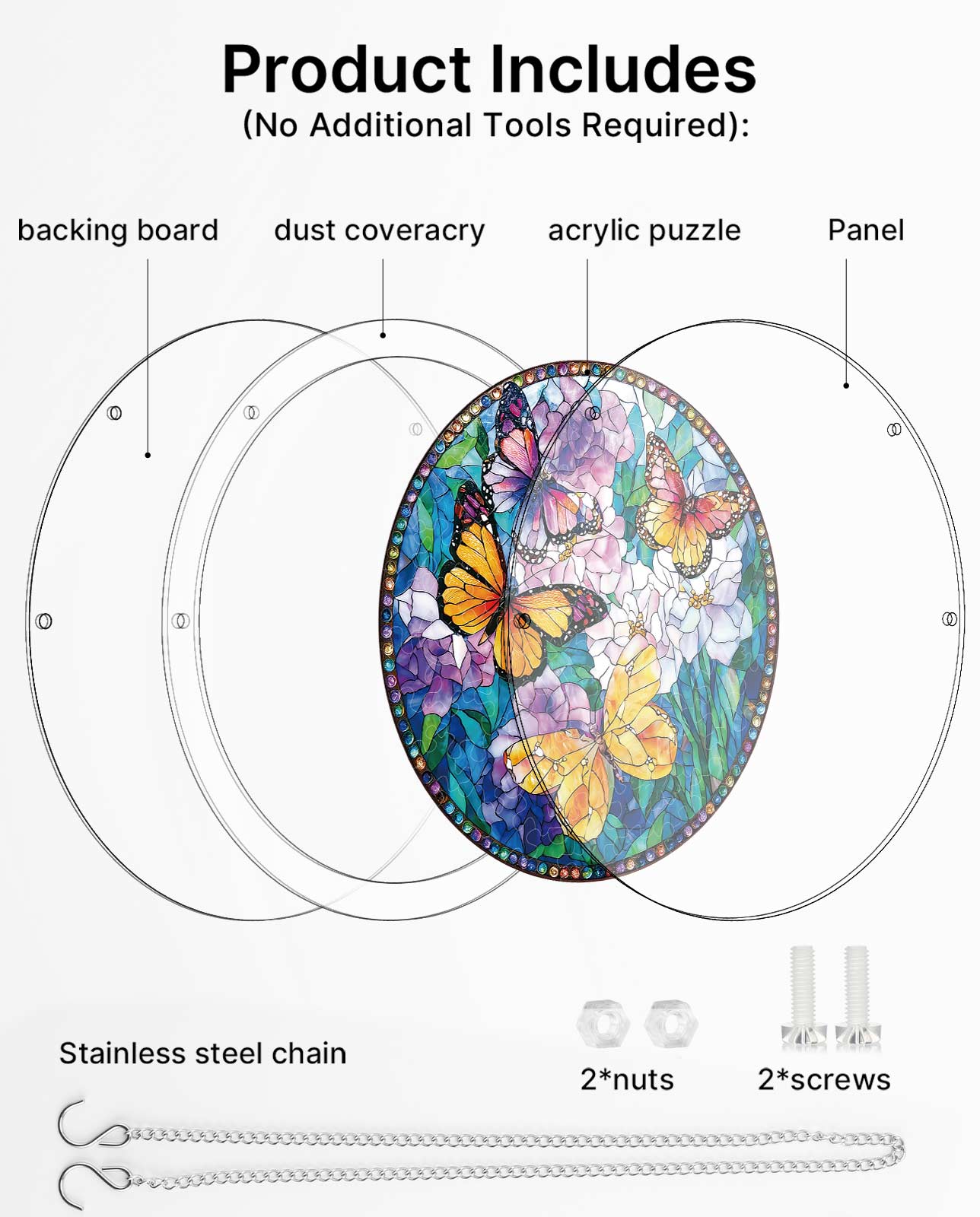 Acrylpuzzle-Sonnenfänger - Schmetterlinge in Blüte