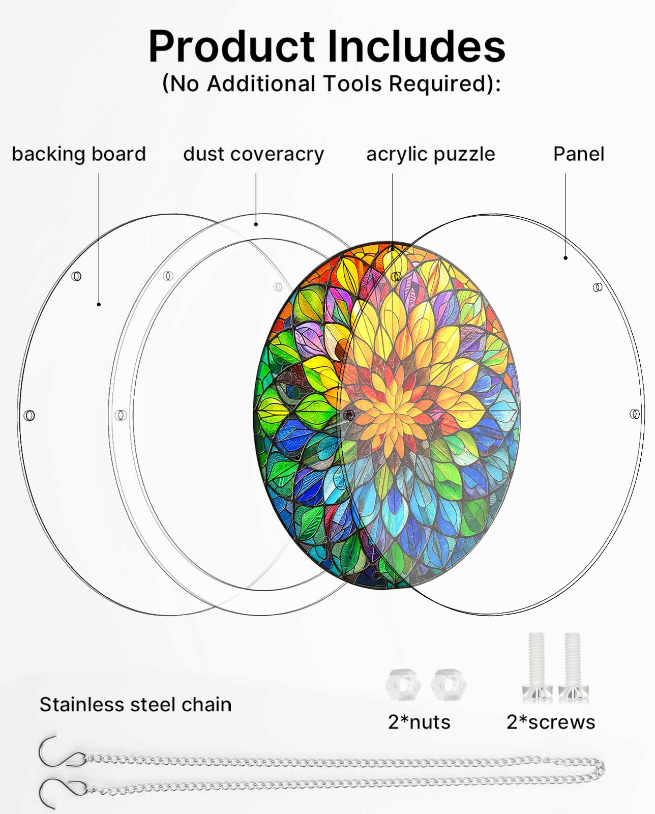 Attrape-soleil puzzle en acrylique - Mandala floraison spectrale