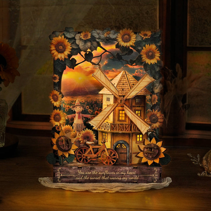 Sunlit Fieldscape – DIY Wooden Painting, 3D Puzzle Craft Kit