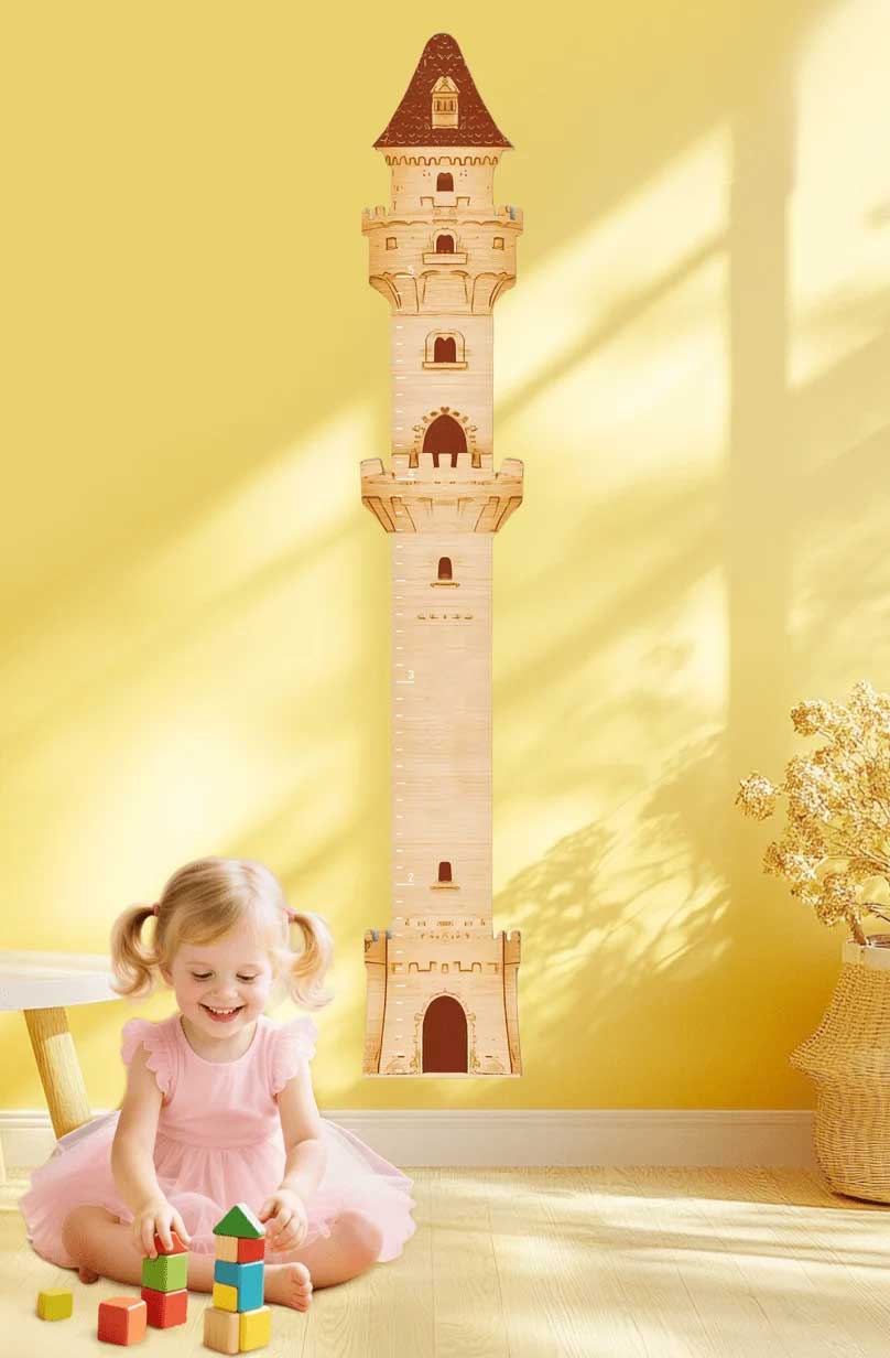 Personalized Wooden Castle Growth Chart Ruler Clearance Sale