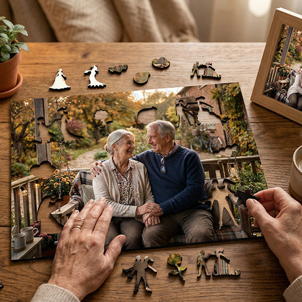 Personalized Photo Wooden Puzzle - Love Theme