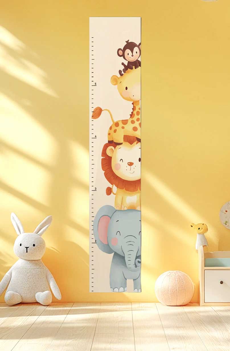 Personalized Wooden Safari Animal Growth Chart Ruler Clearance Sale
