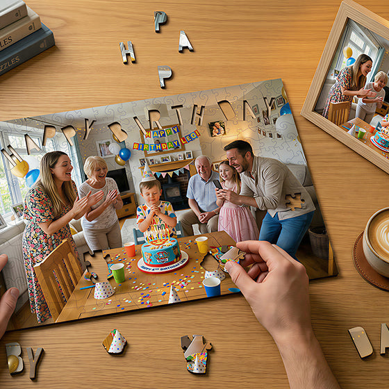 Personalized Photo Wooden Puzzle - Birthday Theme