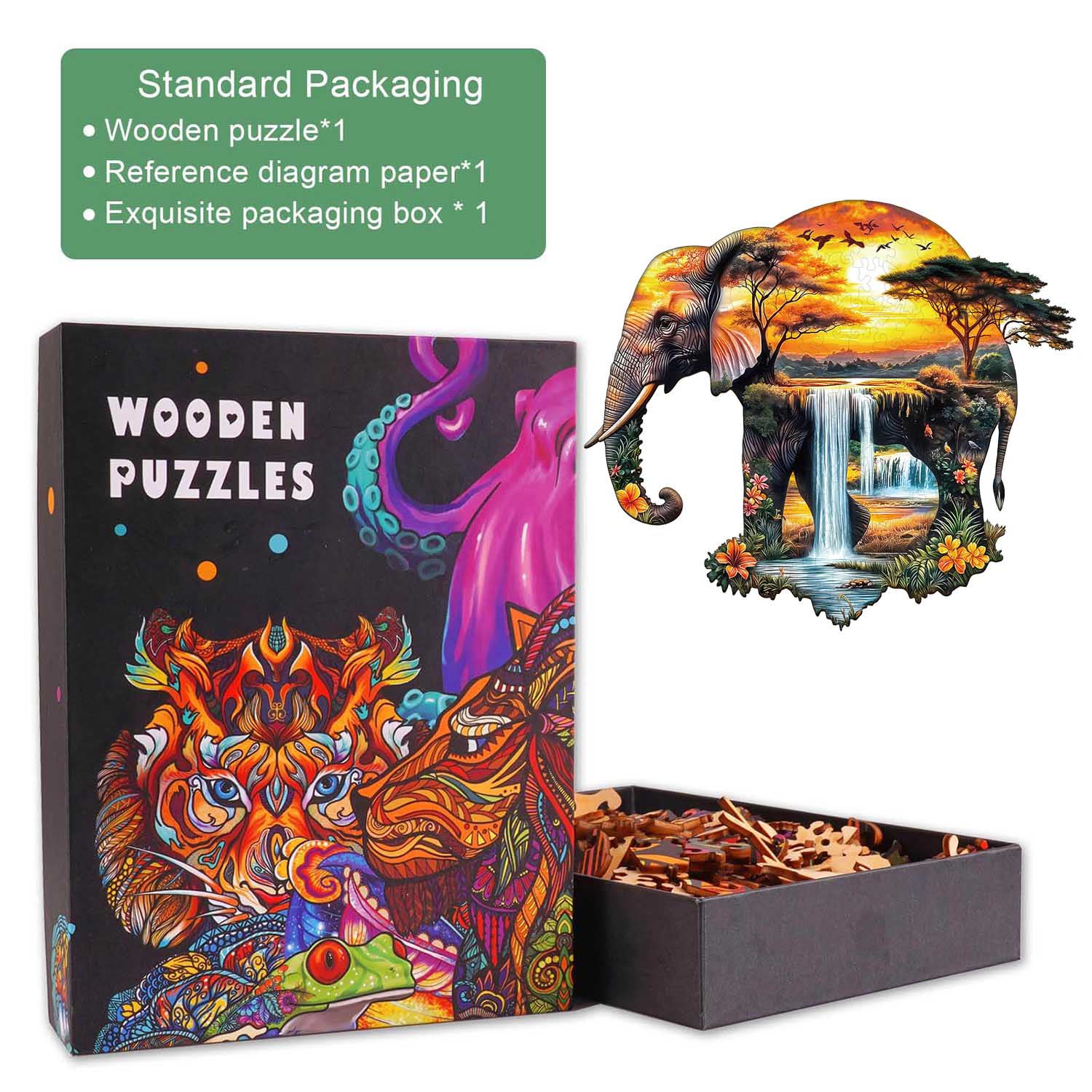 Puzzle en bois de l'éléphant d'Afrique