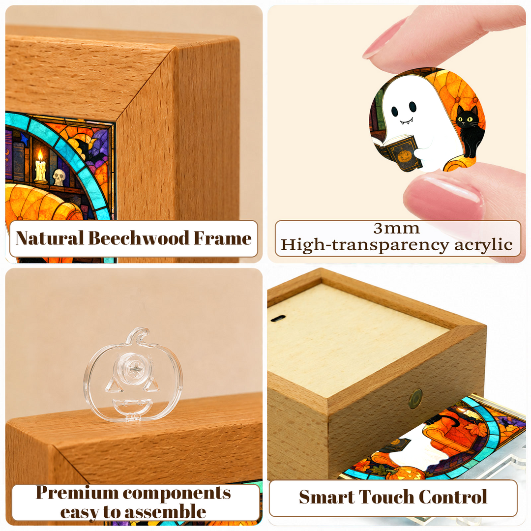 Acrylic Puzzle Night Light -Ghost Cat Reading