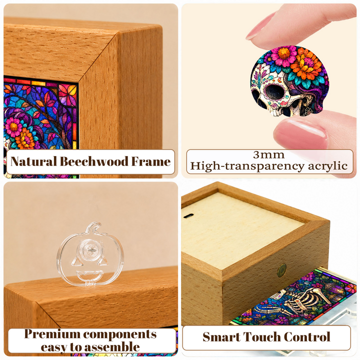 Acrylic Puzzle Night Light - Floral Skull