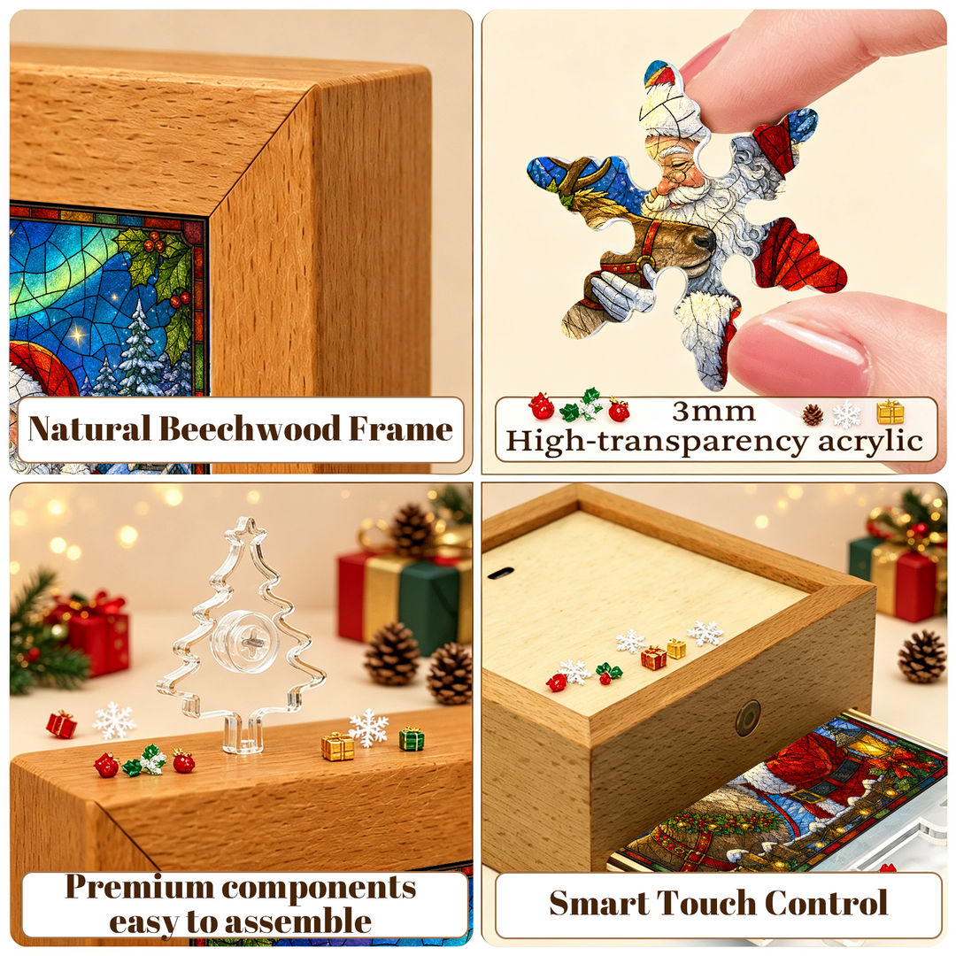 Acrylic Puzzle Night Light - Aurora Reindeer