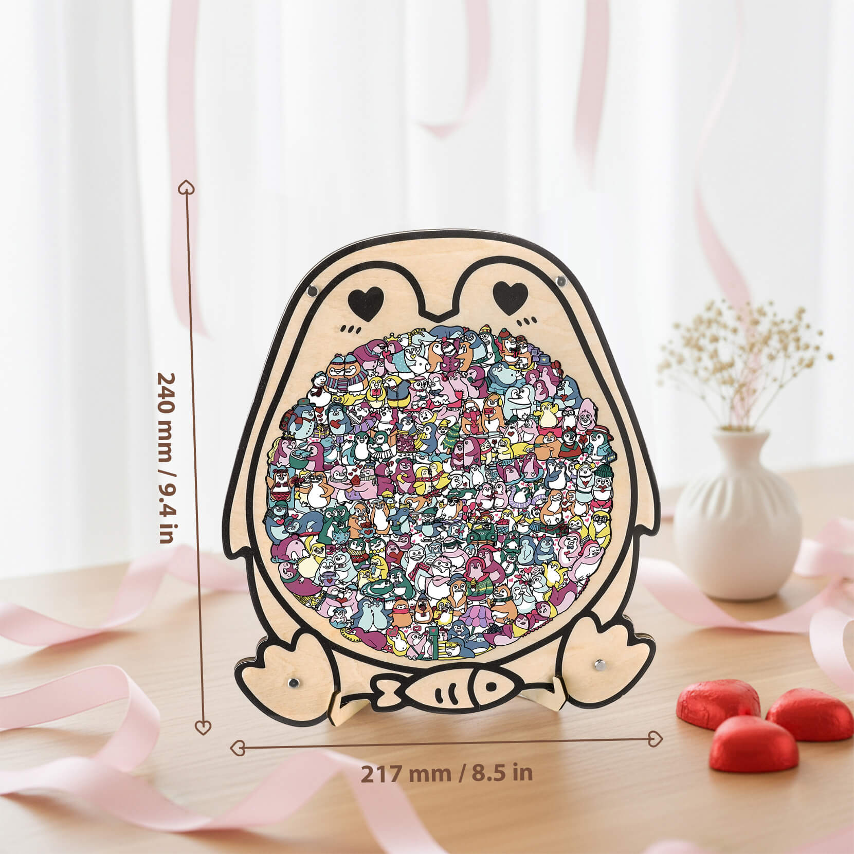 Puzzle en bois en forme de pingouin mignon