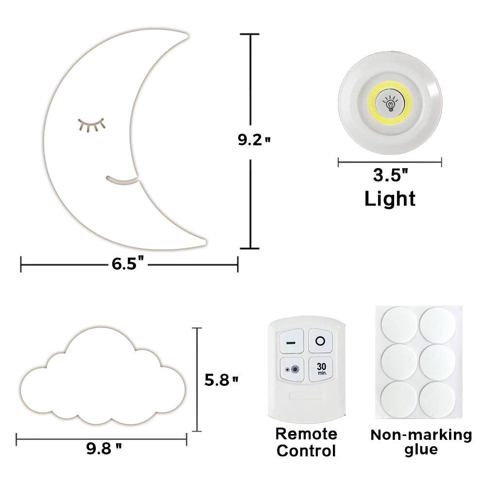 Luz nocturna de pared de luna y nube