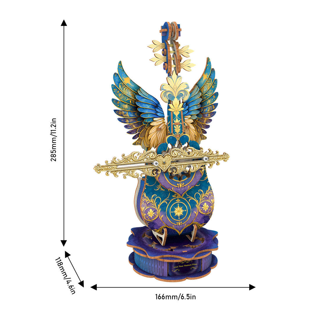 Blue Feather Cello– DIY Wooden Music Box, 3D Puzzle Craft Kit
