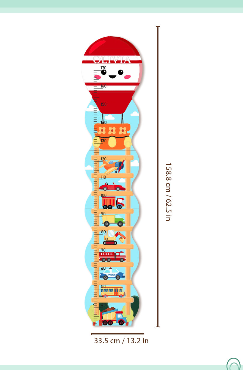 Personalized Wooden Traffic-2 Growth Chart Ruler