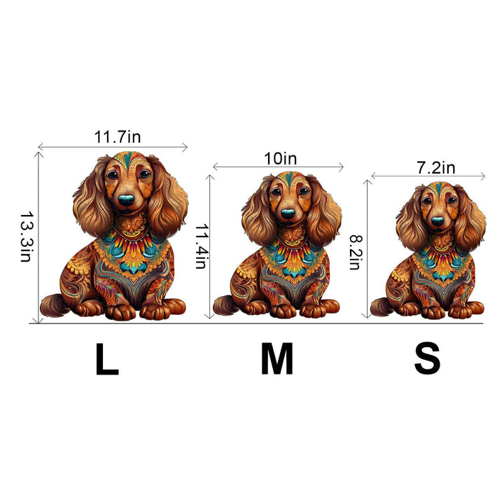 Long-haired Dachshund 2 Wooden Jigsaw Puzzle-Woodbests