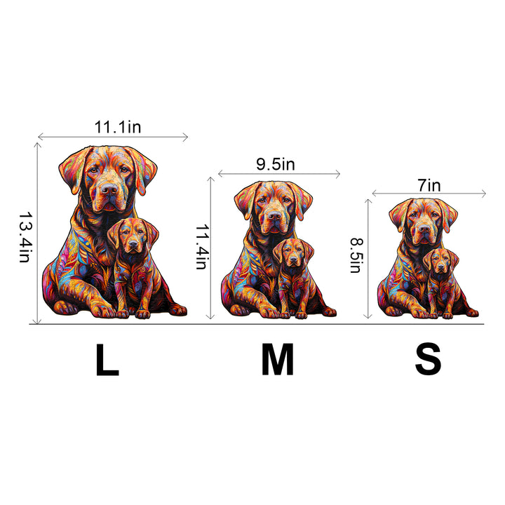 Parent-child Labrador-2 Wooden Jigsaw Puzzle-Woodbests