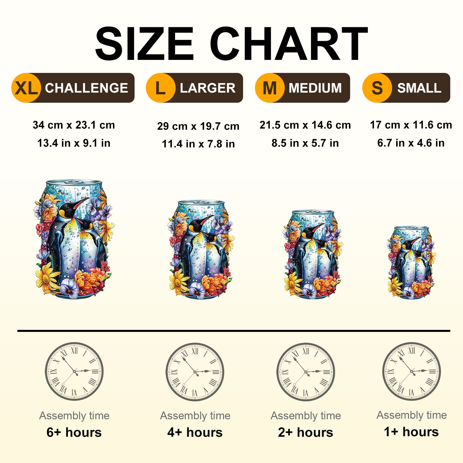 Floral Penguins Wooden Jigsaw Puzzle