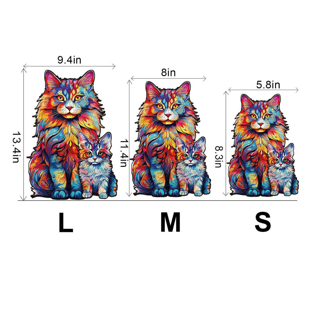 Maine Coon Family-2 Wooden Jigsaw Puzzle