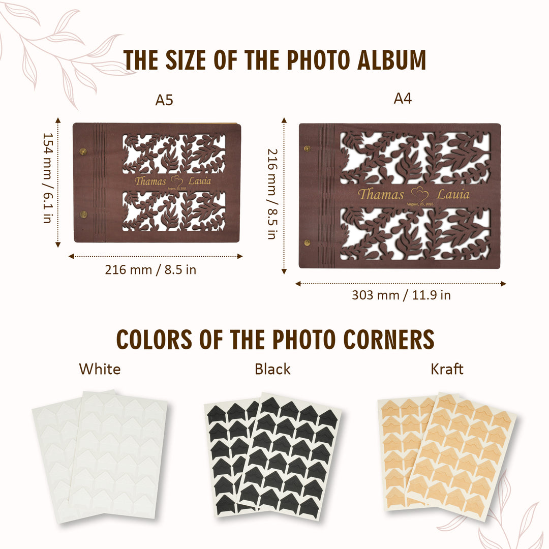 Wooden Wedding Guest Book - Personalized Laser Engraved Photo Album