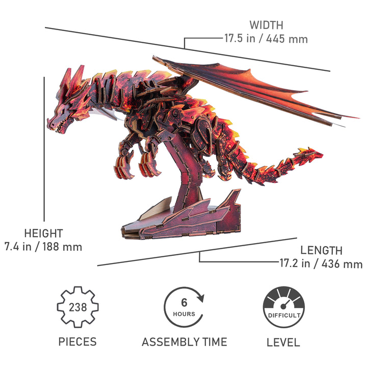 3D Wooden Mechanical Kit - Crimson Flame Dragon