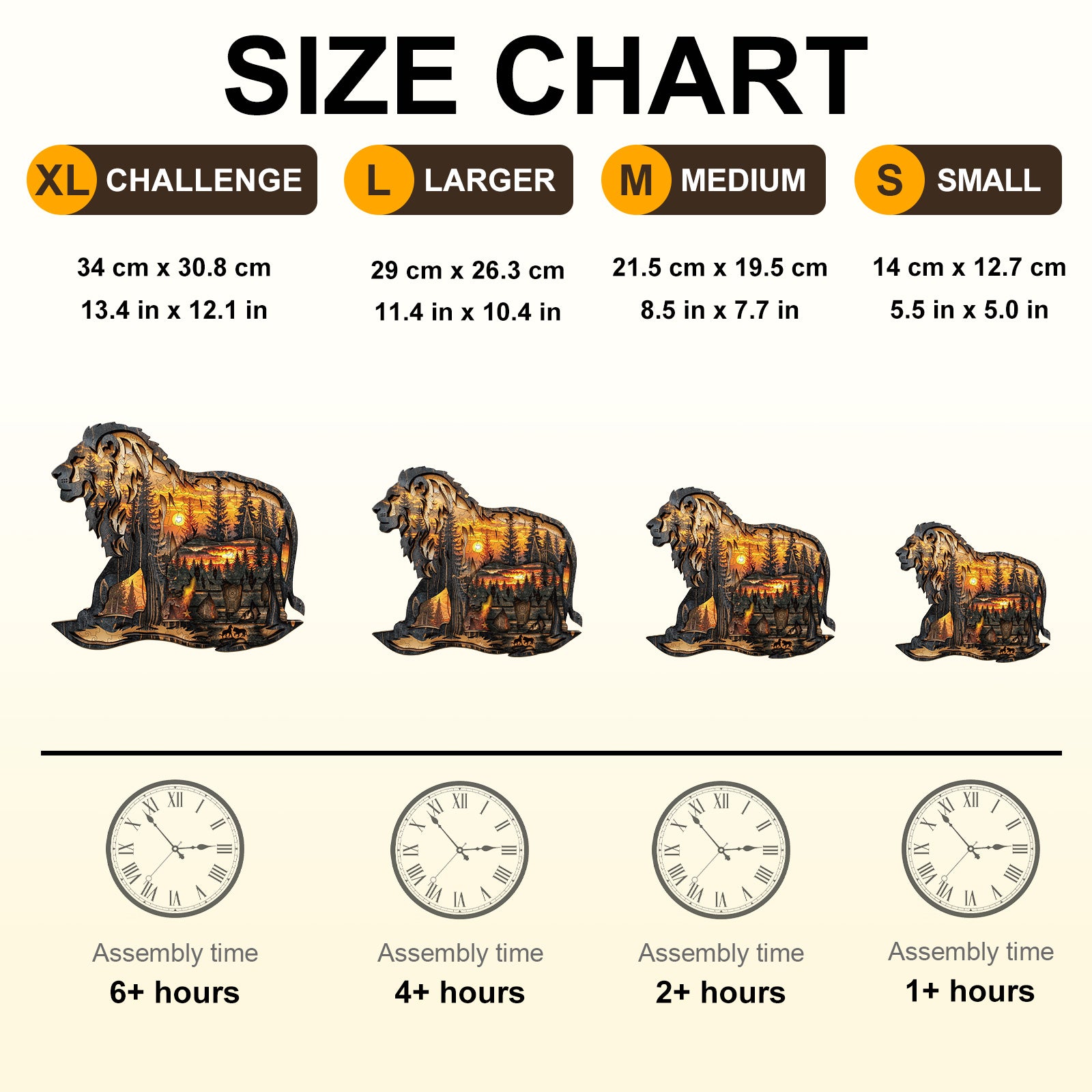 Puzzle en bois Lion sculpté