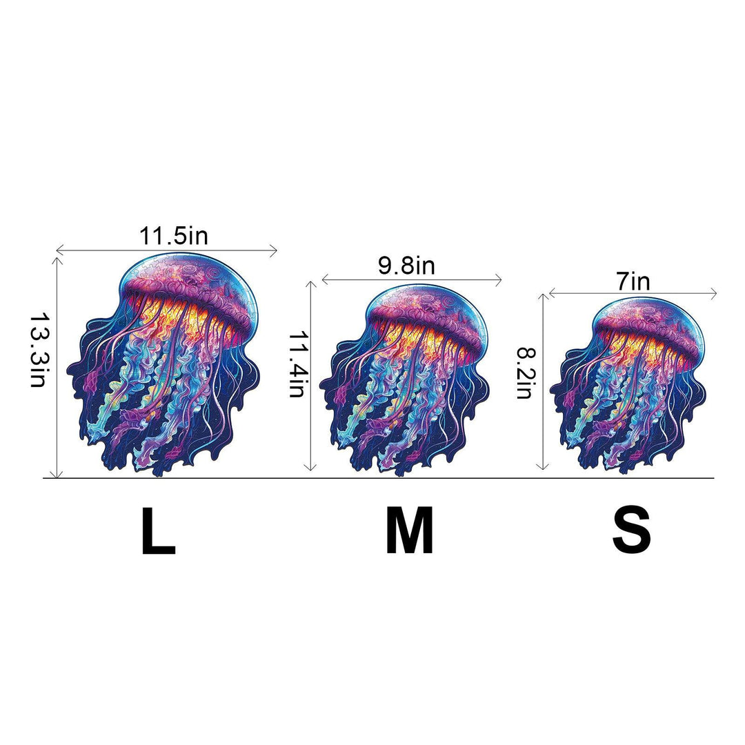 Watercolor Jellyfish Wooden Jigsaw Puzzle
