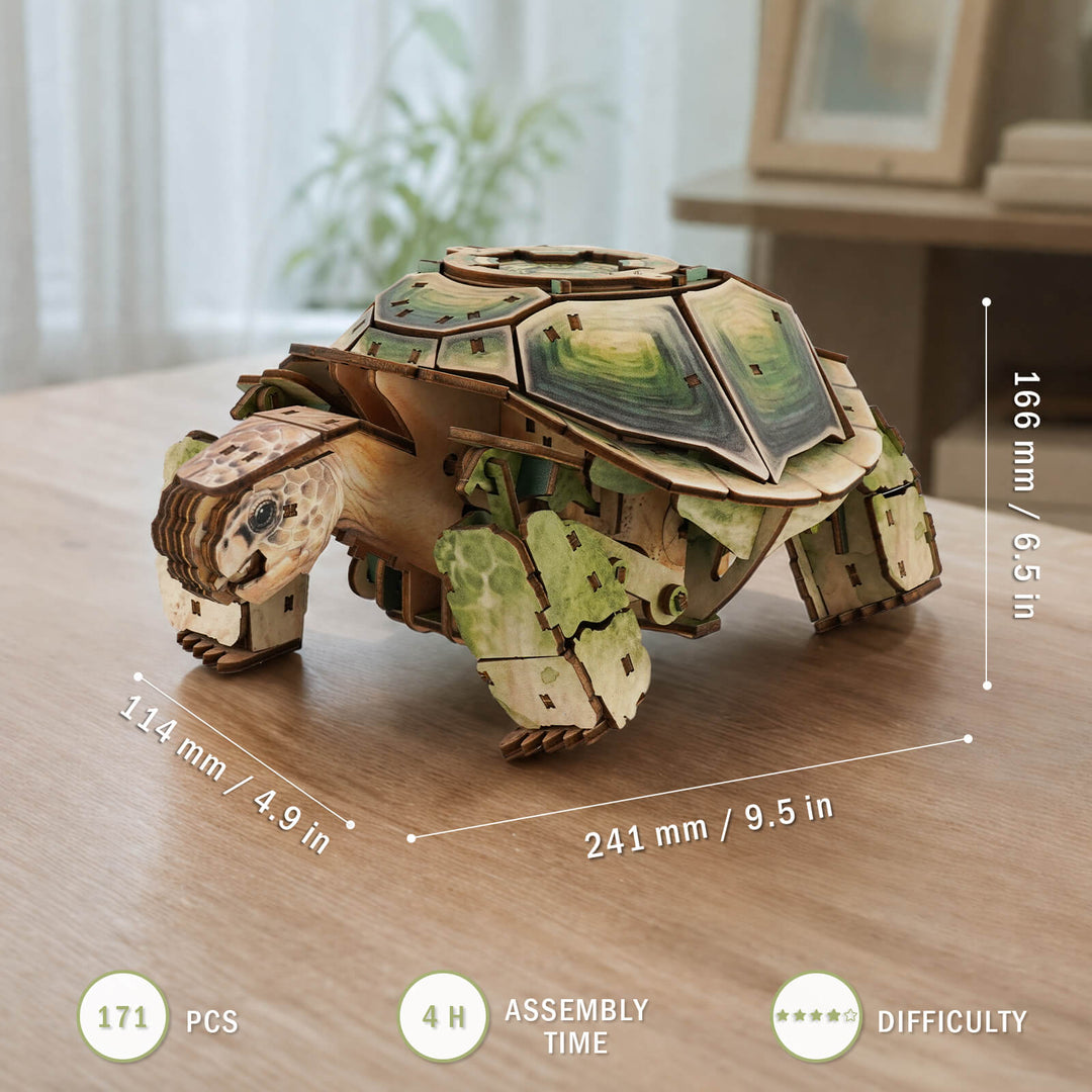 3D Wooden Mechanical Kit - Land Tortoise
