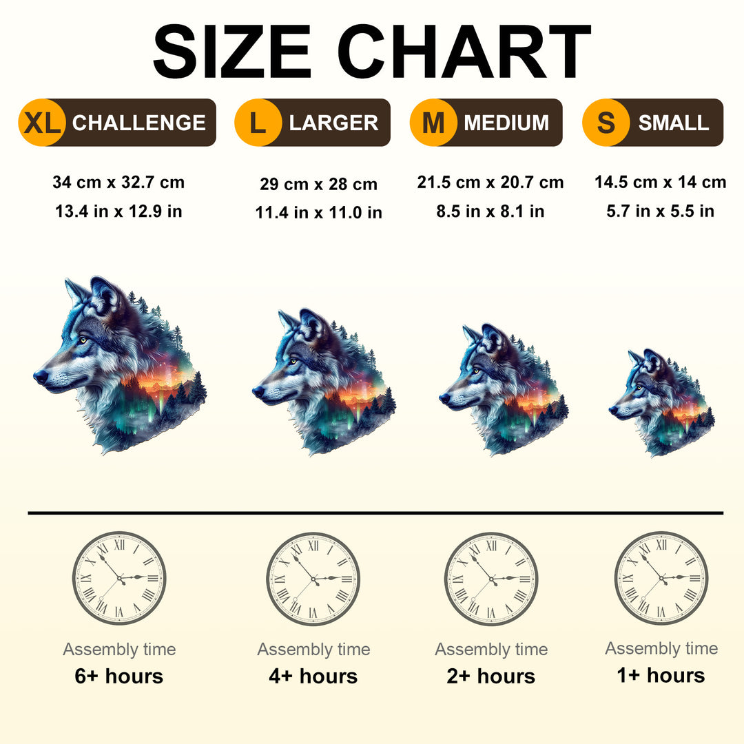 Aurora Wolf Wooden Jigsaw Puzzle