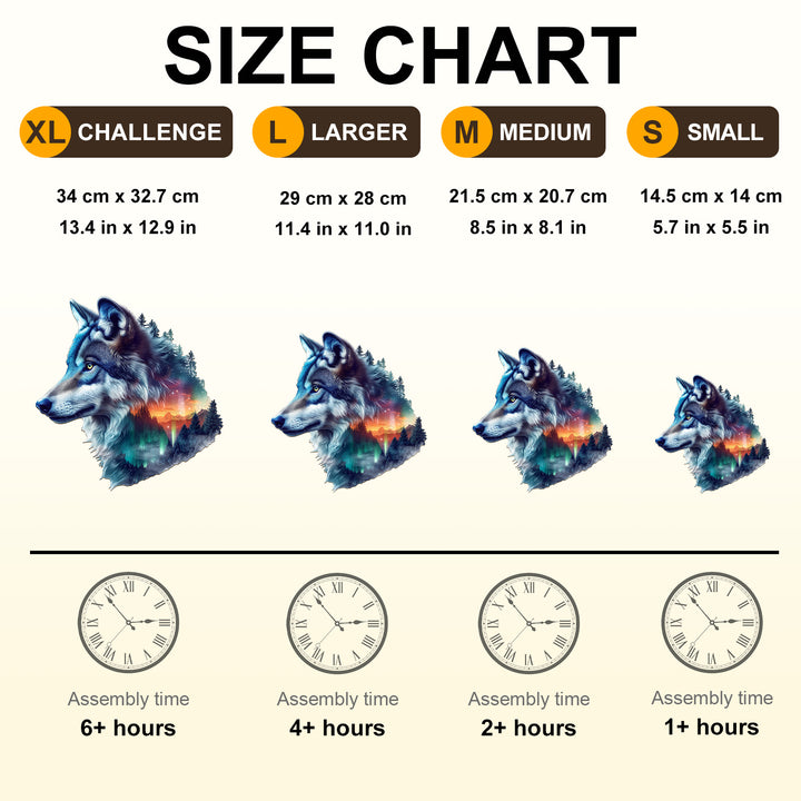 Aurora Wolf Wooden Jigsaw Puzzle