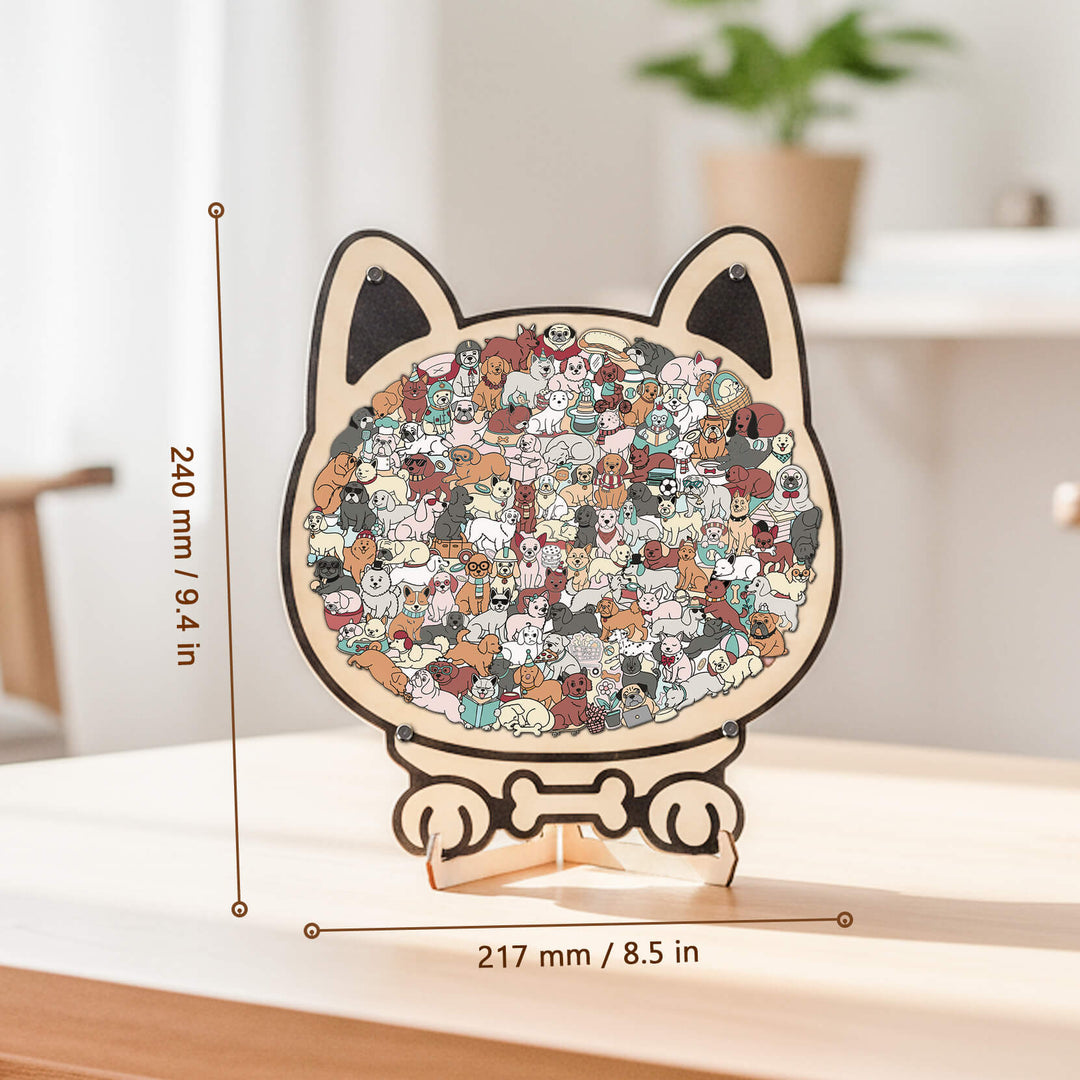 Morandi-Colored Cute Dog Shaped Wooden Jigsaw Puzzle