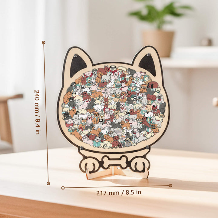 Morandi-Colored Cute Dog Shaped Wooden Jigsaw Puzzle