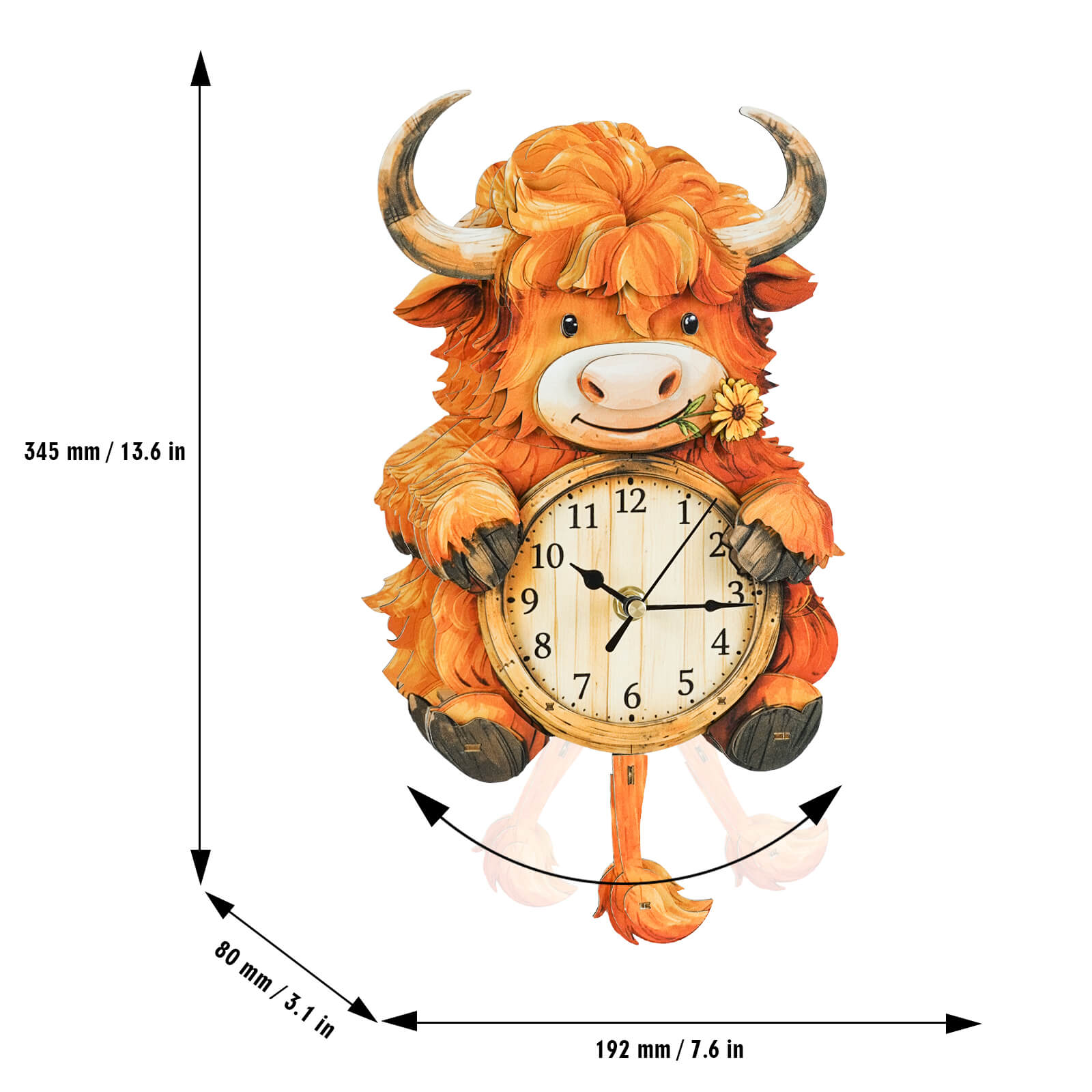 Highland Cattle – DIY Wooden Clock, 3D Puzzle Craft Kit
