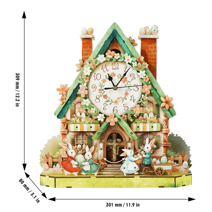 Easter Egg Hut– DIY Wooden Clock, 3D Puzzle Craft Kit