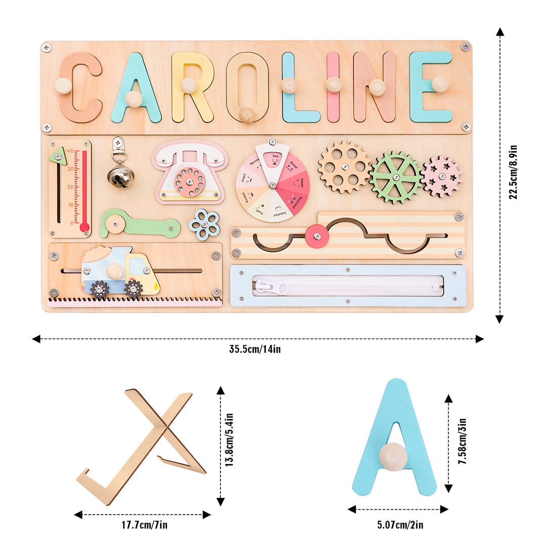 Personalised Montessori Busy Board with Name Puzzle