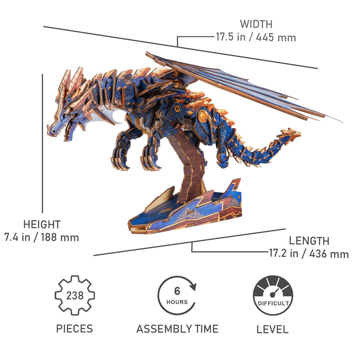 3D Wooden Mechanical Kit - Azure Gold Dragon