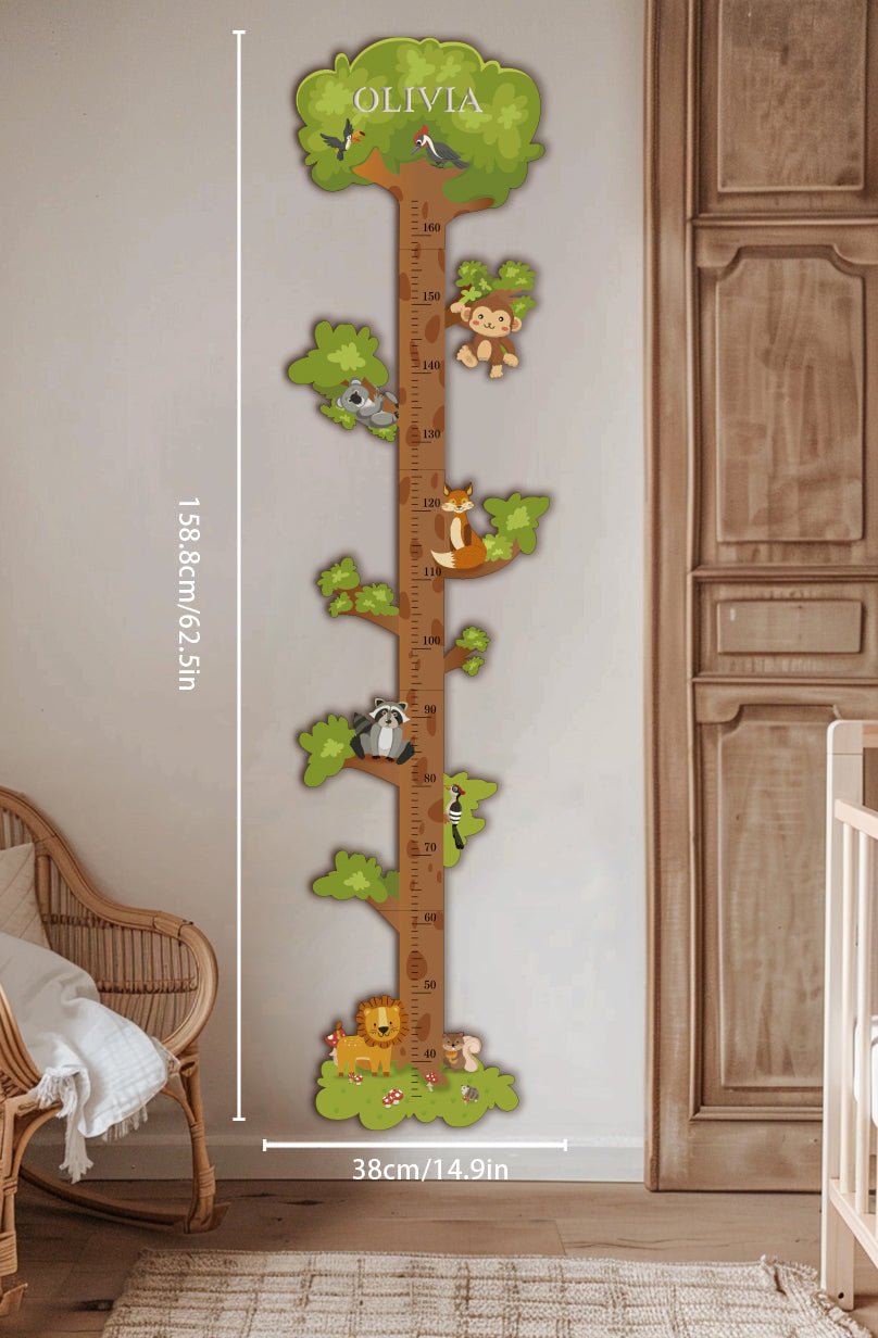 Personalized Wooden Forest Animal Growth Chart Ruler