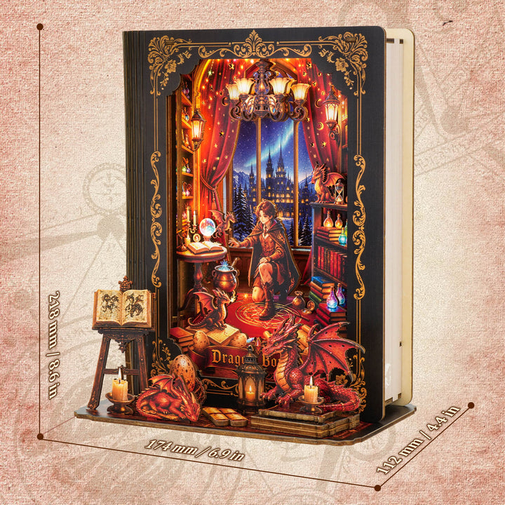 Dragon Covenant Night – DIY Wooden Book Nook Lamp Craft Kit